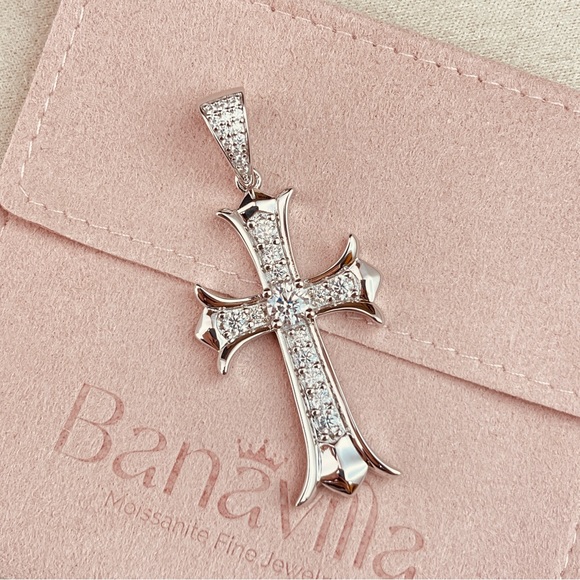 Other - 18k Gold Plated S925 1.89ctw Moissanite Diamond Cross Pendant